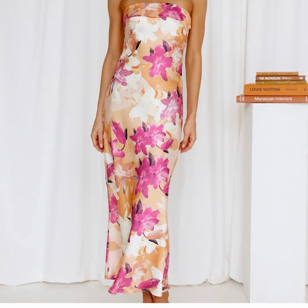 Floral maxi satin dress
